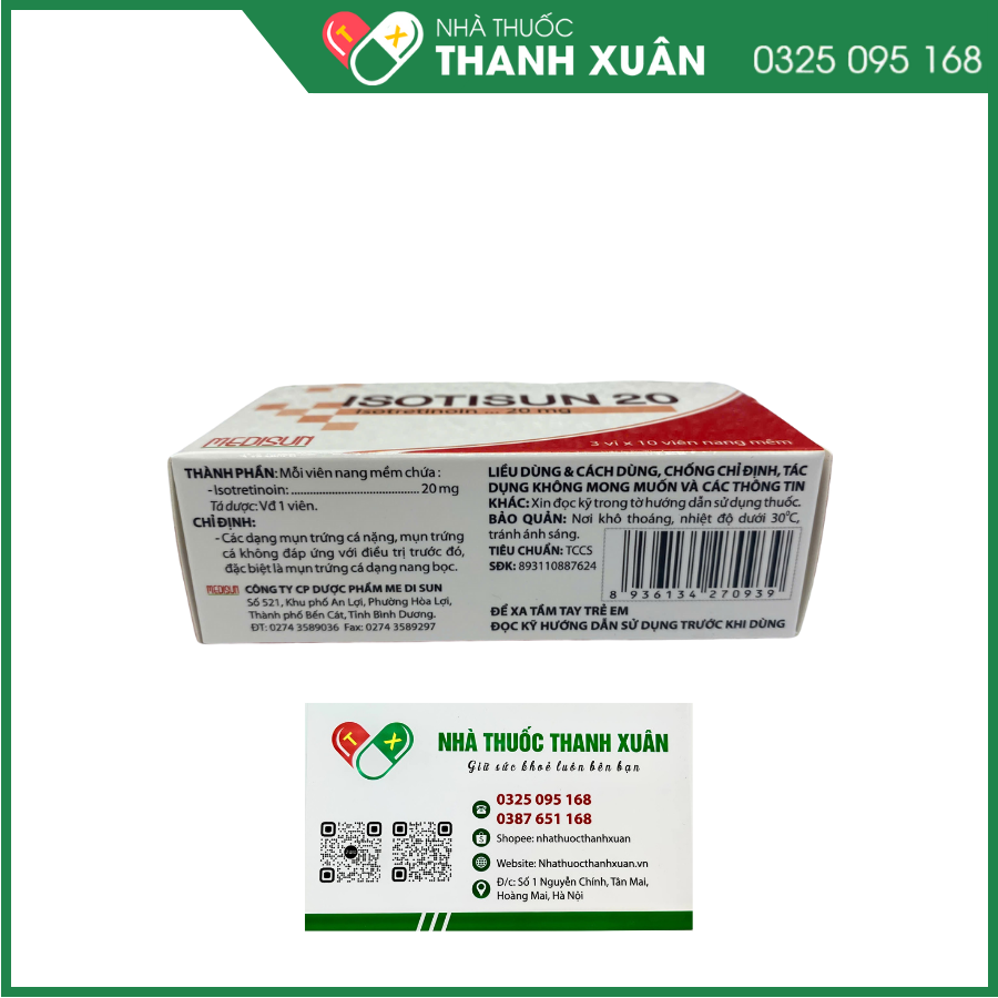 Thuốc Isotisun 20 - điều trị mụn trứng cá dạng nang bọc